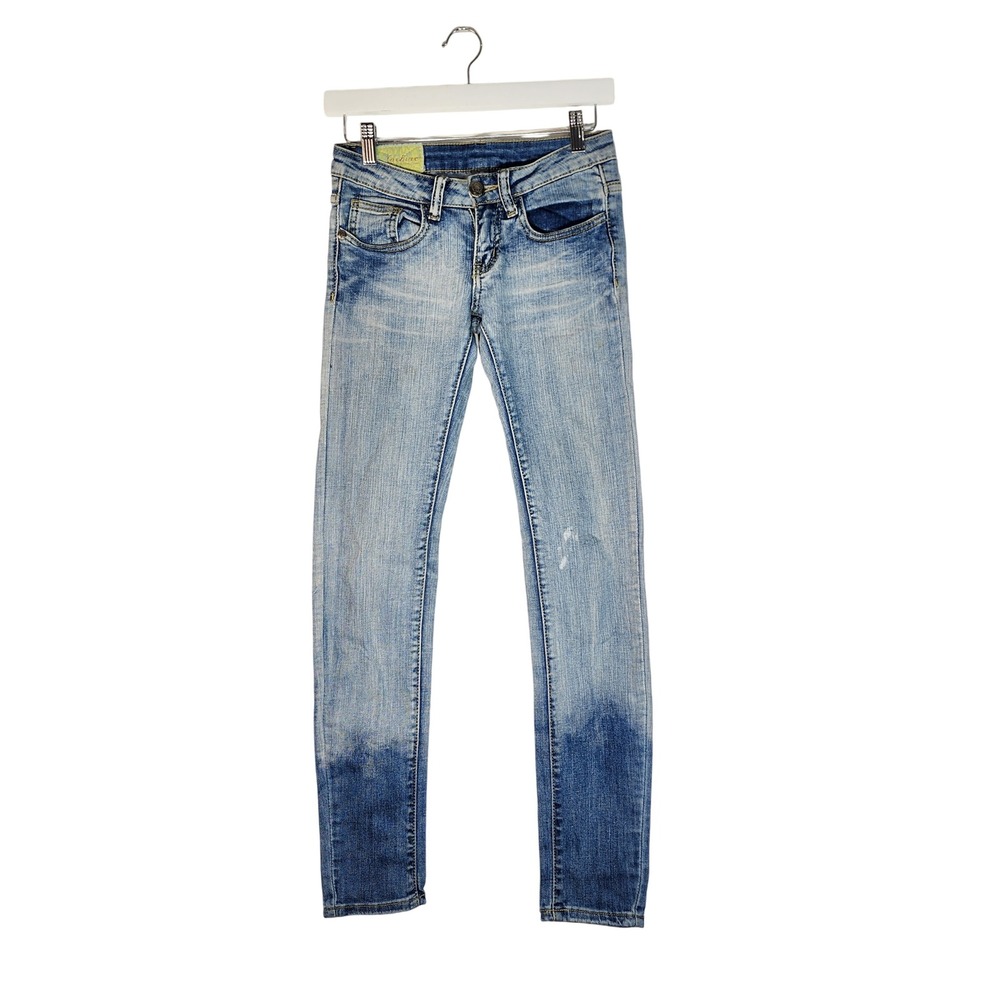 Machine Jeans Low Rise Skinny Women 0 Blue Ombre Y2K Stretch Indie Streetwear